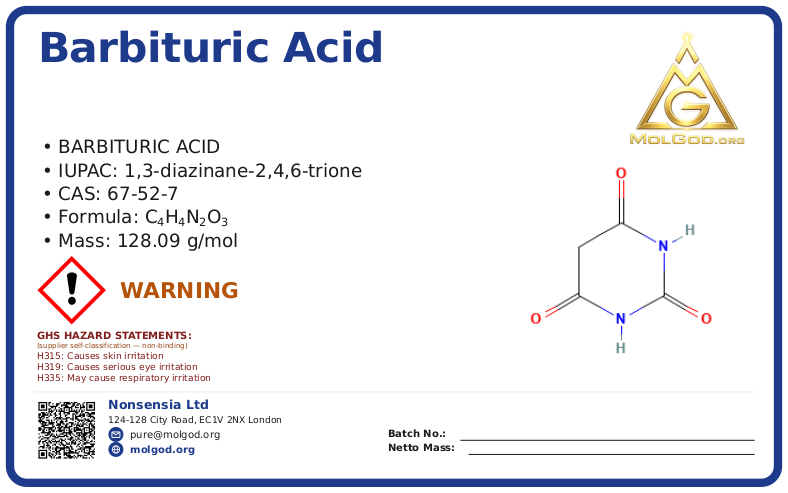 CAS 67-52-7, CAS 67-52-7 — chemical product label