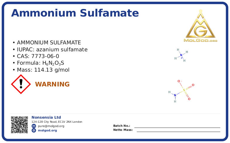 CAS 7773-06-0, CAS 7773-06-0 — chemical product label