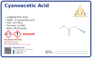 Cyanoacetic acid (CAS 372-09-8), CAS 372-09-8 — chemical product label