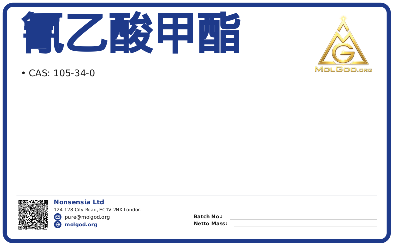 氰乙酸甲酯 (CAS 105-34-0), CAS 105-34-0 — chemical product label