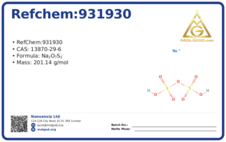 焦硫酸钠 (CAS 13870-29-6), CAS 13870-29-6 — chemical product label