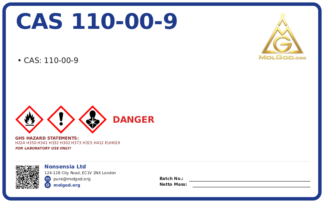 CAS 110-00-9, CAS 110-00-9 — chemical product label