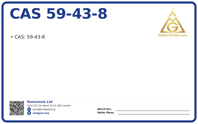 CAS 59-43-8, CAS 59-43-8 — chemical product label