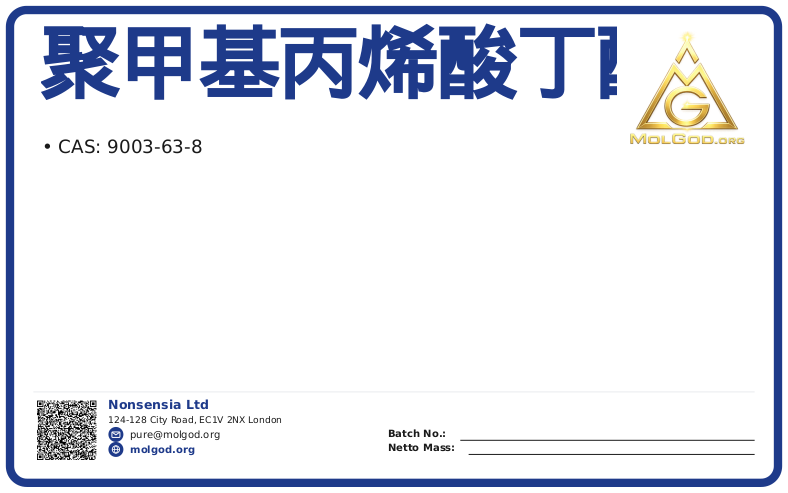 聚甲基丙烯酸丁酯 (CAS 9003-63-8), CAS 9003-63-8 — chemical product label