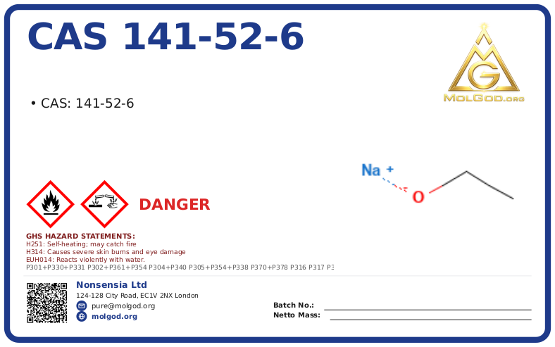 CAS 141-52-6, CAS 141-52-6 — chemical product label