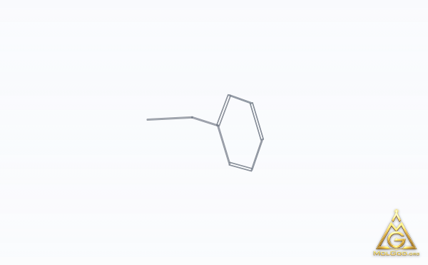 Ethylbenzene (CAS 100-41-4) – skeletal 3D model, MolGod Viewer