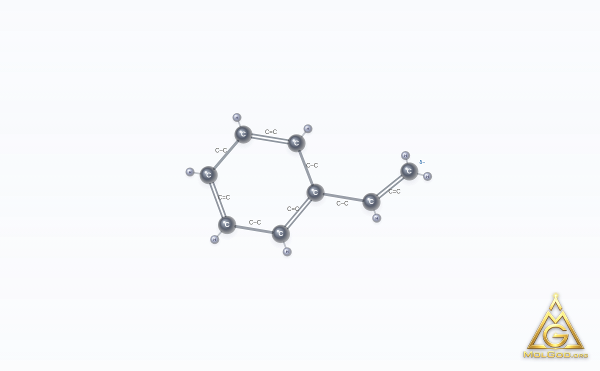 Styrene (CAS 100-42-5) – 2D structure, MolGod Viewer