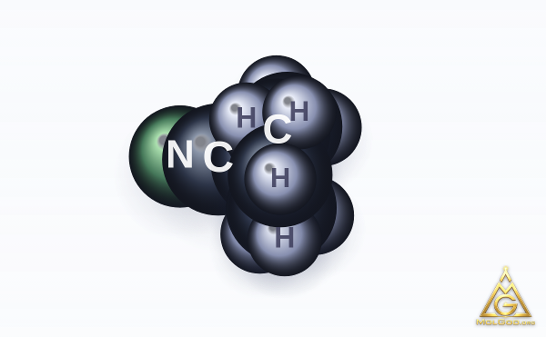 3-Cyclohexene-1-carbonitrile (CAS 100-45-8) – space-filling 3D model, MolGod Viewer