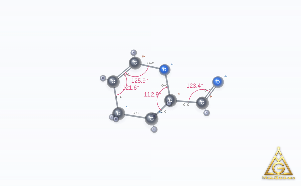 Acrolein dimer (CAS 100-73-2) – ball-and-stick 3D model, MolGod Viewer