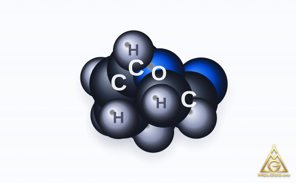 Acrolein dimer (CAS 100-73-2) – space-filling 3D model, MolGod Viewer