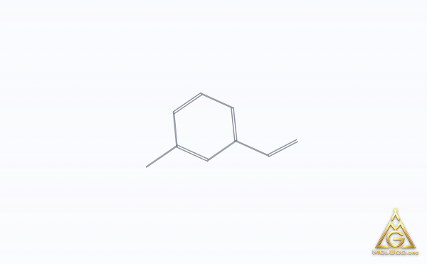 1-Ethenyl-3-methylbenzene (CAS 100-80-1) – skeletal 3D model, MolGod Viewer
