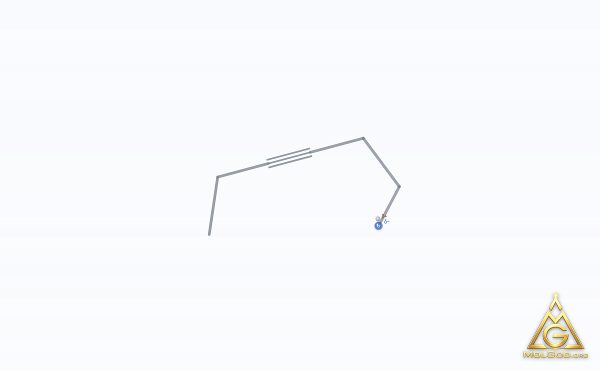 3-Hexyn-1-ol (CAS 1002-28-4) – skeletal 3D model, MolGod Viewer
