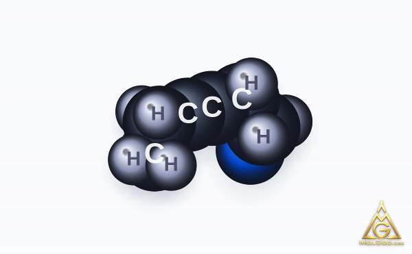 3-Hexyn-1-ol (CAS 1002-28-4) – space-filling 3D model, MolGod Viewer
