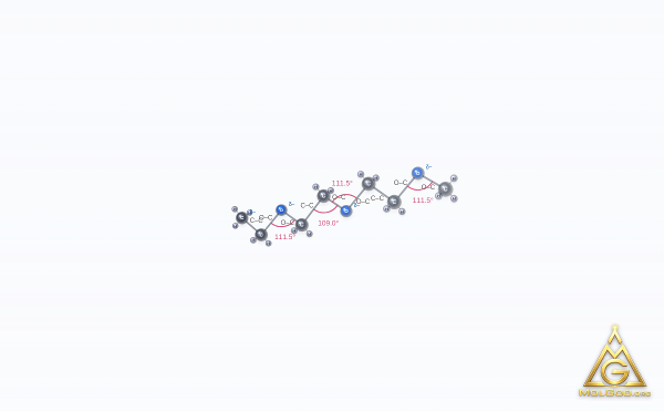 1-Ethoxy-2-(2-methoxyethoxy)ethane (CAS 1002-67-1) – ball-and-stick 3D model, MolGod Viewer