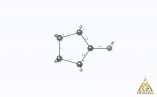 Cyclopentylamine (CAS 1003-03-8) – 2D structure, MolGod Viewer