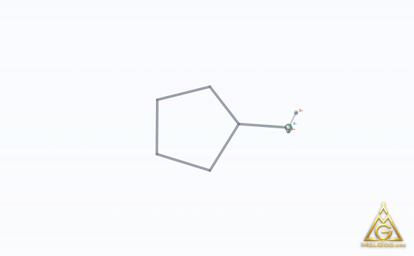 Cyclopentylamine (CAS 1003-03-8) – skeletal 3D model, MolGod Viewer