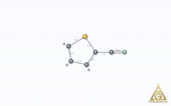 2-Thiophenecarbonitrile (CAS 1003-31-2) – 2D structure, MolGod Viewer
