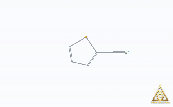 2-Thiophenecarbonitrile (CAS 1003-31-2) – skeletal 3D model, MolGod Viewer