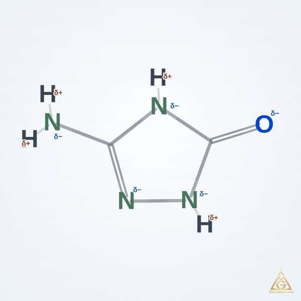 5-Amino-1,2-dihydro-3H-1,2,4-triazol-3-one (CAS 1003-35-6) – skeletal 3D model, MolGod Viewer