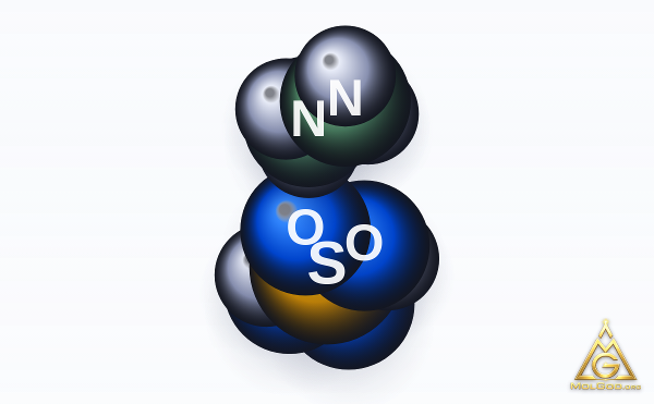 Hydrazine Sulfate (CAS 10034-93-2) – space-filling 3D model, MolGod Viewer