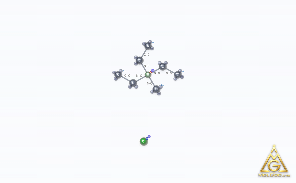Triethylmethylammonium chloride (CAS 10052-47-8) – 2D structure, MolGod Viewer