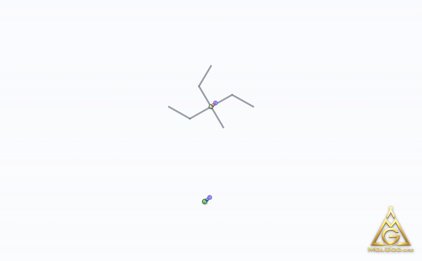 Triethylmethylammonium chloride (CAS 10052-47-8) – skeletal 3D model, MolGod Viewer