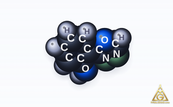 Fenadiazole (CAS 1008-65-7) – space-filling 3D model, MolGod Viewer
