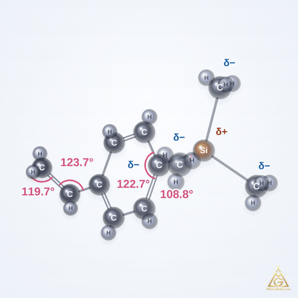 Trimethyl(4-vinylphenyl)silane (CAS 1009-43-4) – ball-and-stick 3D model, MolGod Viewer