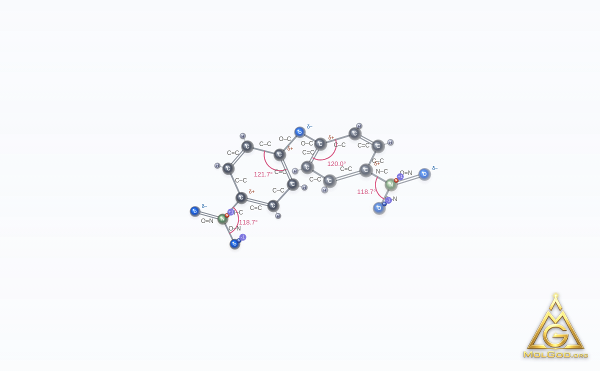 1,1'-Oxybis(4-nitrobenzene) (CAS 101-63-3) – ball-and-stick 3D model, MolGod Viewer