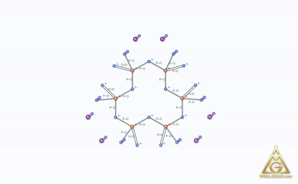 Hexasodium hexametaphosphate (CAS 10124-56-8) – skeletal 3D model, MolGod Viewer