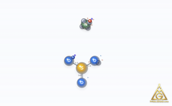 Ammonium Bisulfite (CAS 10192-30-0) – ball-and-stick 3D model, MolGod Viewer