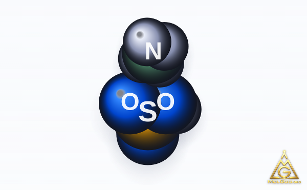 Ammonium Bisulfite (CAS 10192-30-0) – space-filling 3D model, MolGod Viewer