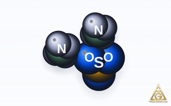 Ammonium Sulfite (CAS 10196-04-0) – space-filling 3D model, MolGod Viewer
