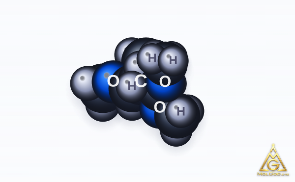 Tetramethoxypropane (CAS 102-52-3) – space-filling 3D model, MolGod Viewer
