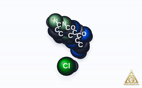 Ancitabine Hydrochloride (CAS 10212-25-6) – space-filling 3D model, MolGod Viewer
