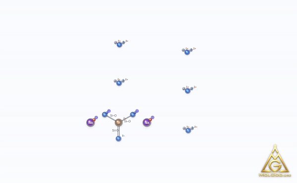 Silicic acid (H2SiO3), disodium salt, pentahydrate (CAS 10213-79-3) – 2D structure, MolGod Viewer