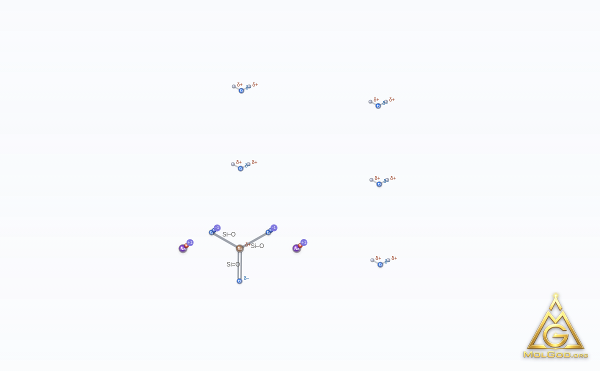 Silicic acid (H2SiO3), disodium salt, pentahydrate (CAS 10213-79-3) – skeletal 3D model, MolGod Viewer