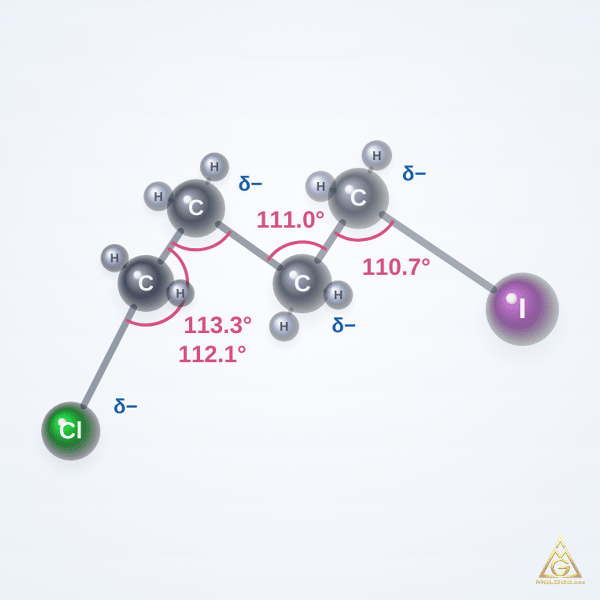 1-Chloro-4-iodobutane (CAS 10297-05-9) – ball-and-stick 3D model, MolGod Viewer