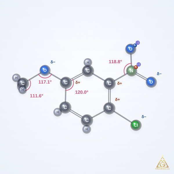 4-Chloro-3-nitroanisole (CAS 10298-80-3) – ball-and-stick 3D model, MolGod Viewer