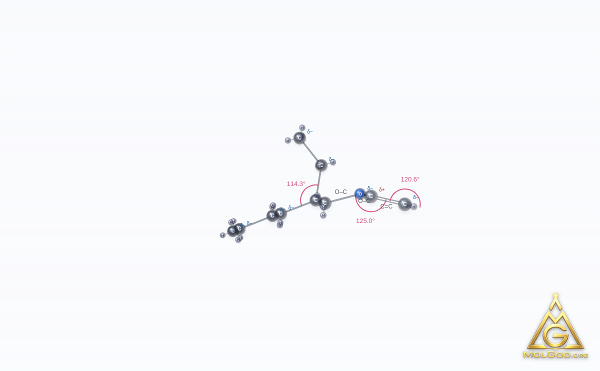 2-Ethylhexyl vinyl ether (CAS 103-44-6) – ball-and-stick 3D model, MolGod Viewer