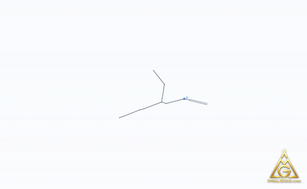 2-Ethylhexyl vinyl ether (CAS 103-44-6) – skeletal 3D model, MolGod Viewer