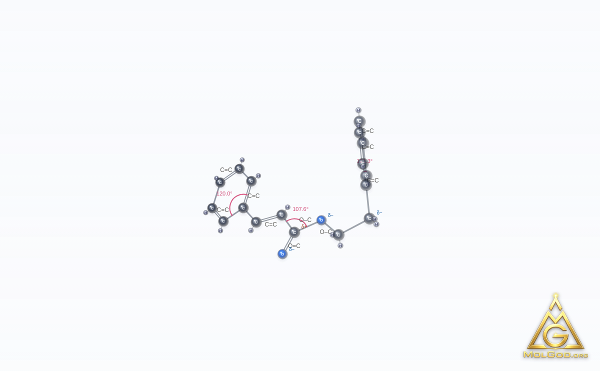 Phenethyl Cinnamate (CAS 103-53-7) – ball-and-stick 3D model, MolGod Viewer