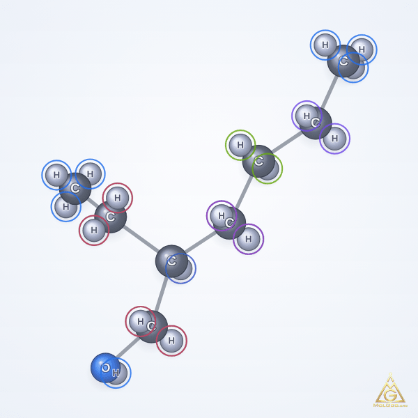 2-Ethylhexanol (CAS 104-76-7) – 2D structure, MolGod Viewer
