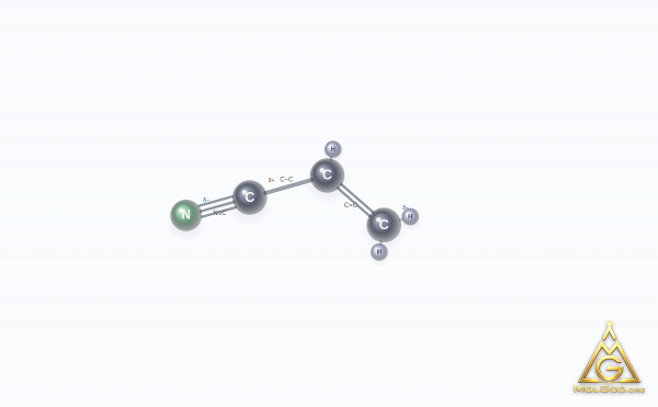 Acrylonitrile (CAS 107-13-1) – 2D structure, MolGod Viewer
