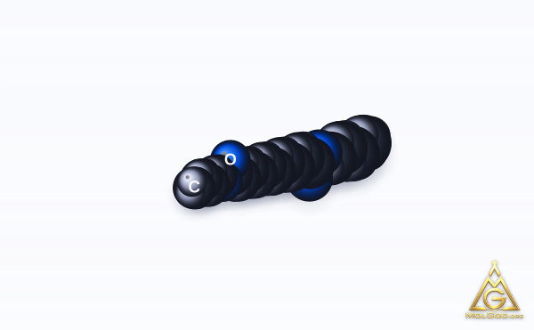 Dibutyl Sebacate (CAS 109-43-3) – space-filling 3D model, MolGod Viewer