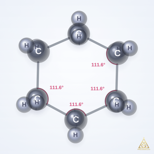 Cyclohexane (CAS 110-82-7) – ball-and-stick 3D model, MolGod Viewer