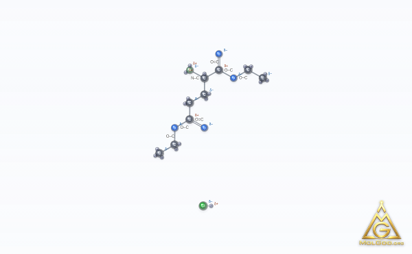 Glutamic acid diethyl ester hydrochloride (CAS 1118-89-4) – ball-and-stick 3D model, MolGod Viewer