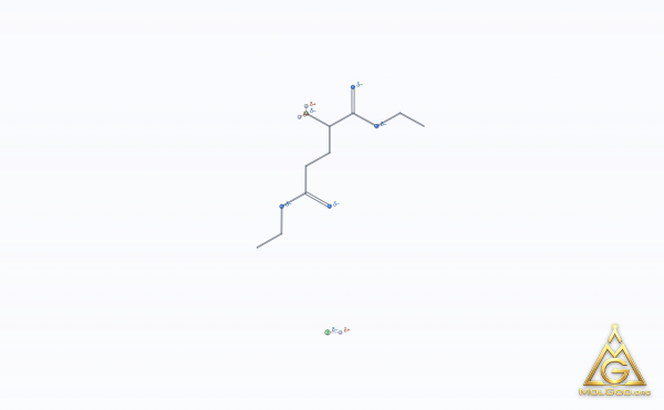 Glutamic acid diethyl ester hydrochloride (CAS 1118-89-4) – skeletal 3D model, MolGod Viewer