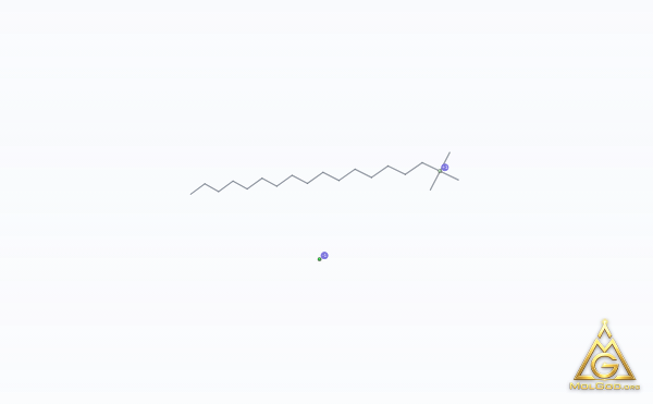 Hexadecyltrimethylammonium chloride (CAS 112-02-7) – skeletal 3D model, MolGod Viewer