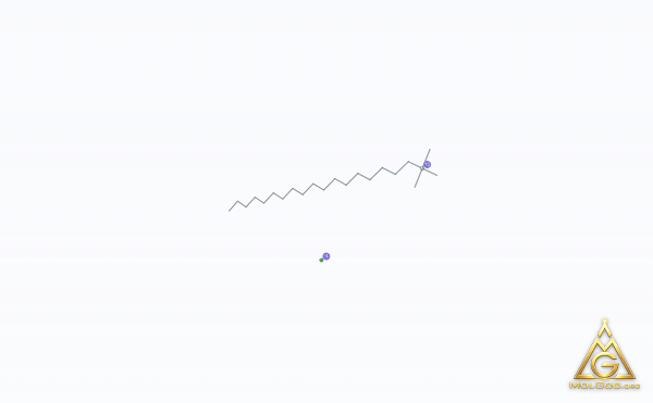 Stearyltrimethylammonium chloride (CAS 112-03-8) – skeletal 3D model, MolGod Viewer